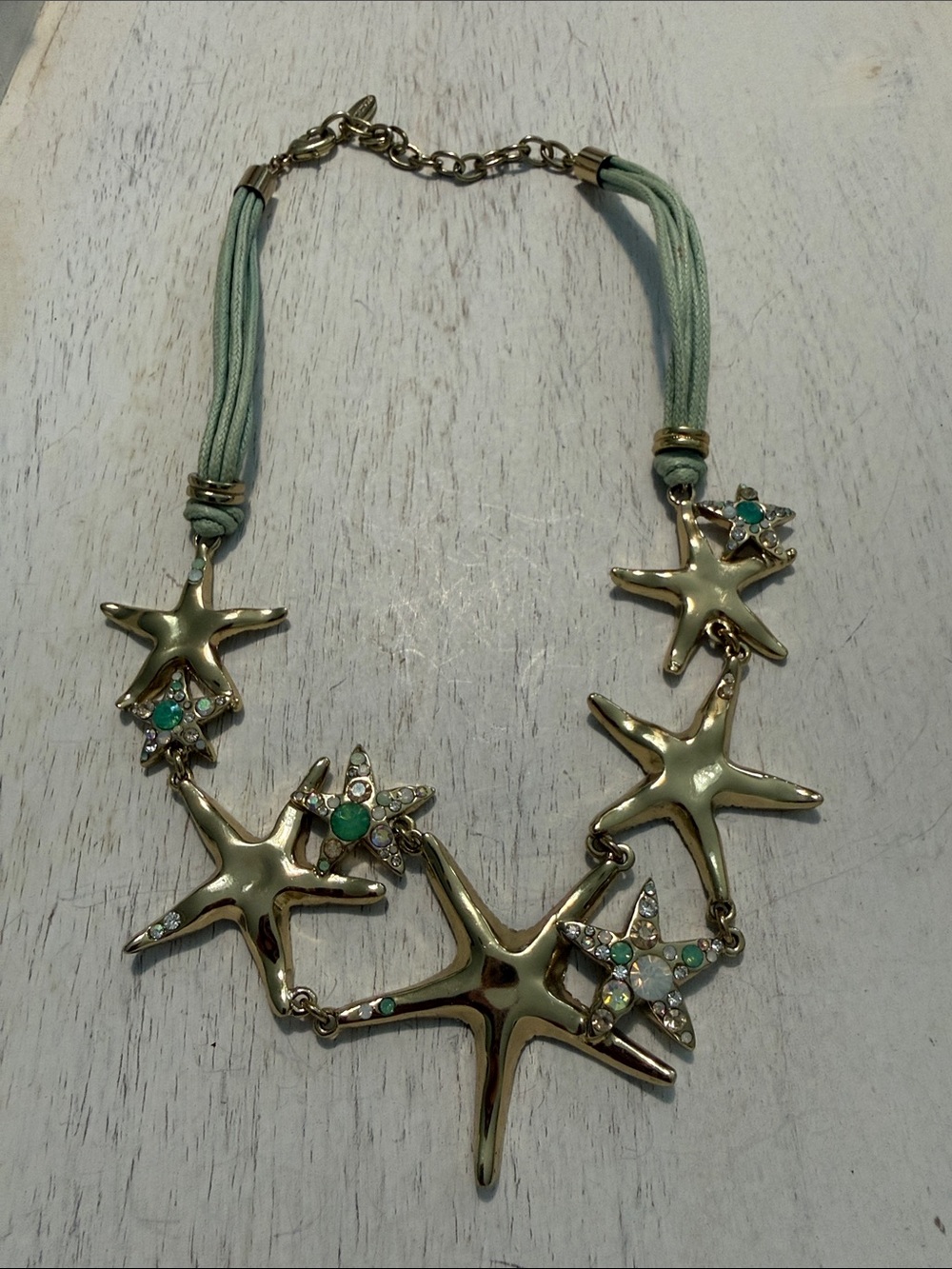 coastal-style St. Thomas Jewelry statement necklace gold starfish gem bling